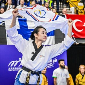 Winners of the Female Junior Category at the Hong Kong 2024 World Taekwondo Poomsae Championships