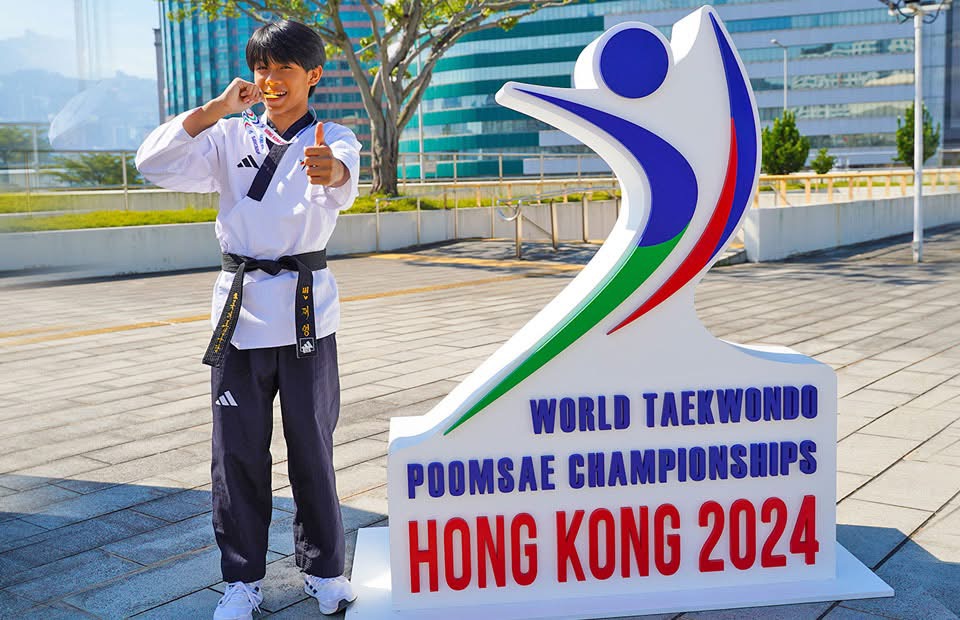 🥋 Congratulations to Jaeyoung Byeon on Winning Gold in the Freestyle Poomsae Male Under 17 Category at the Hong Kong 2024 World Taekwondo Poomsae Championships! 🥇