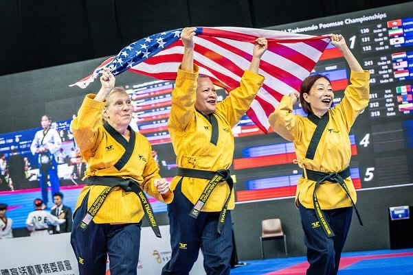 Team Female Over 60 Division at the Hong Kong 2024 World Taekwondo Poomsae Championships!